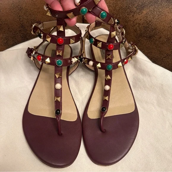 Studded Multicolor Sandals by Valentino Garavani size 39 runs small 38 - Picture 5 of 12